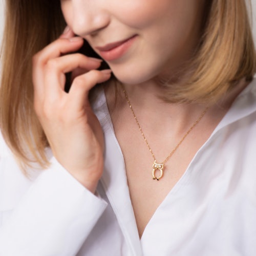 Zawieszka sowa Animals: srebrna pozłacana, cyrkonie